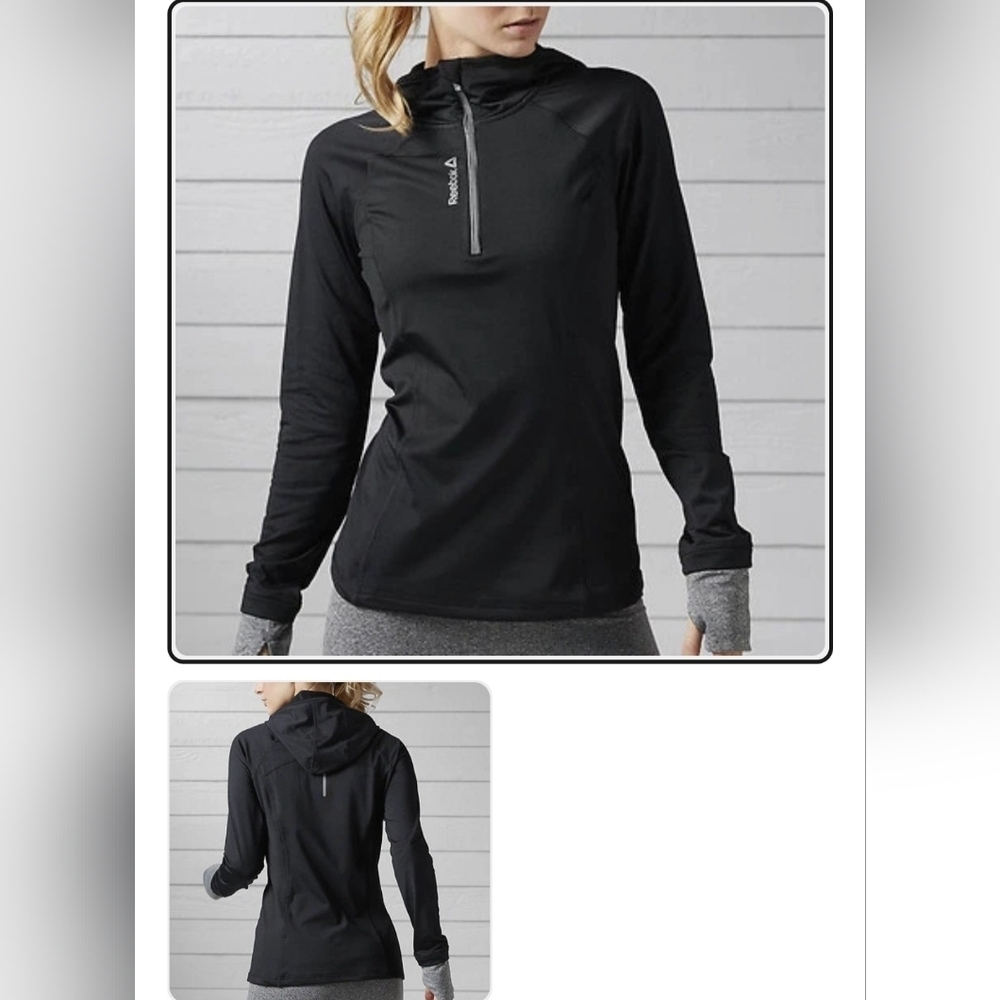 Reebok Reflective spandex thumbhole Hoodie